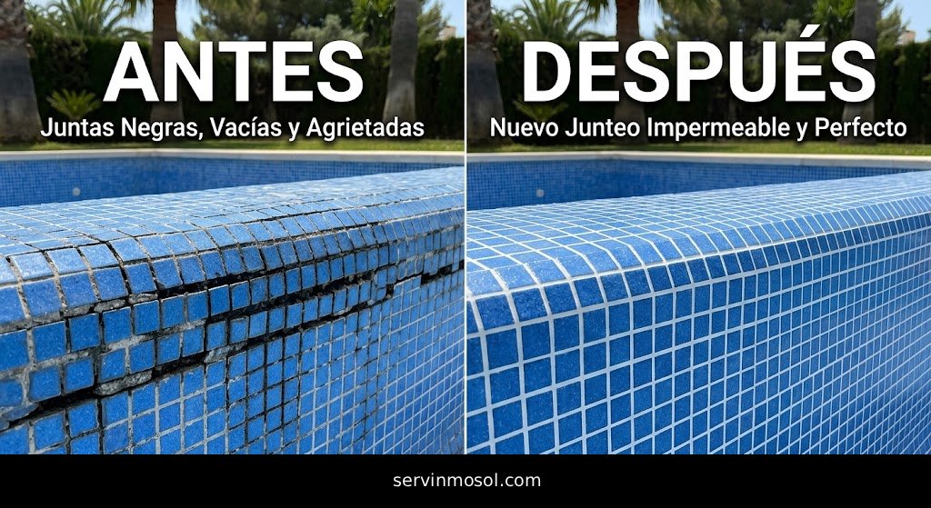 Renovación y rejunteo de gresite en piscina con lechada epoxi