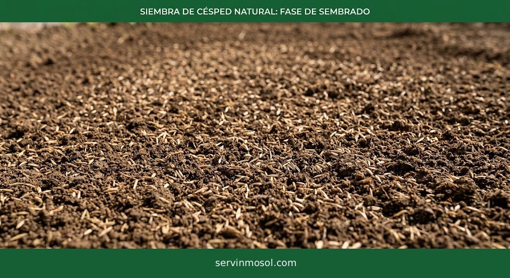 Servicio de Siembra de Césped Natural Proceso de siembra de césped natural, preparación del terreno y germinación